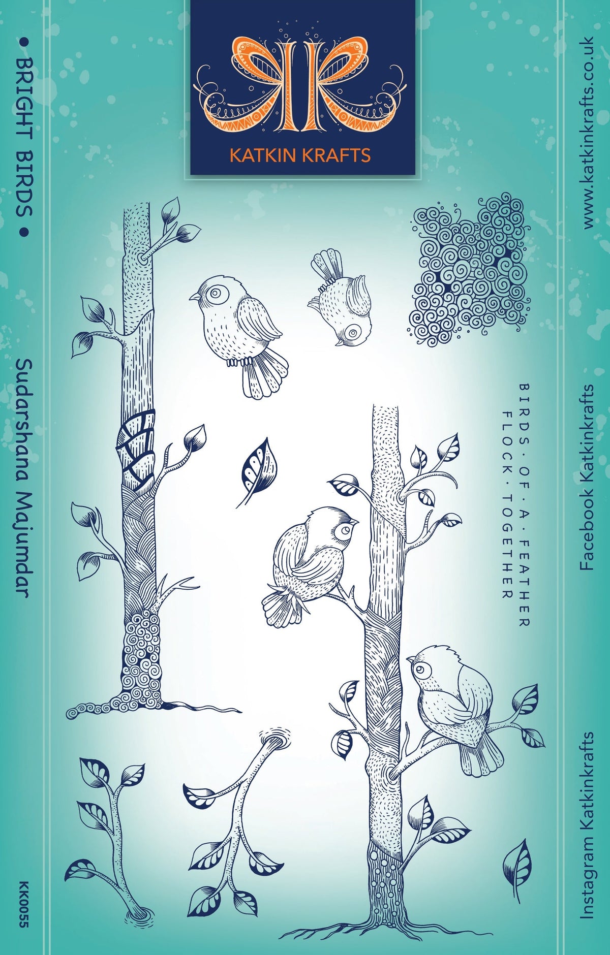 Katkin Krafts Bright Birds, lot de tampons transparents 6 po x 8 po
