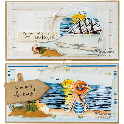 Marianne Design Tampon Transparent & Set de Matrices - Fille de la Plage