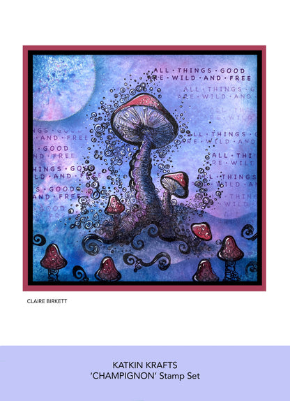 Katkin Krafts Champignon Jeu de Tampons Transparents 6 po x 8 po