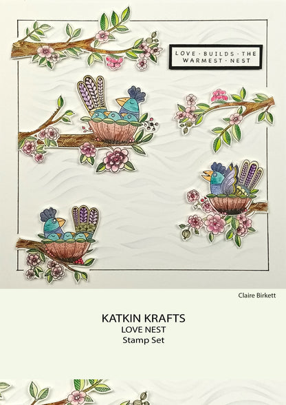 Tampons transparents « Love Nest » Katkin Krafts, 6 po x 8 po