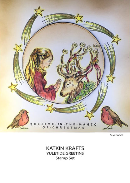 Katkin Krafts Vœux de Noël – Lot de tampons transparents 6 po x 8 po