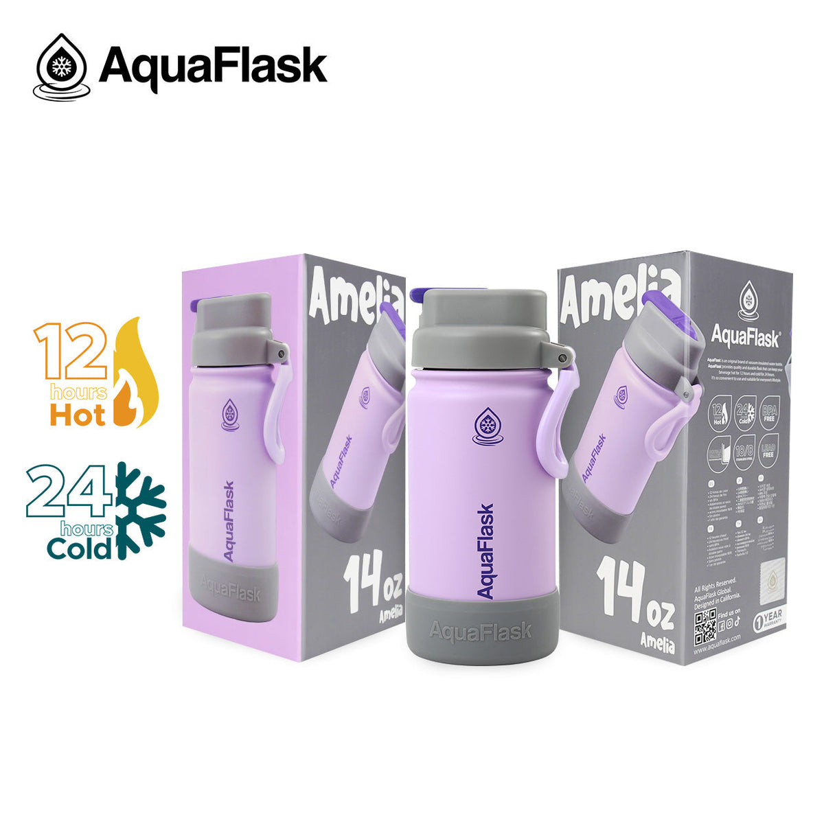 Bouteilles d'eau AquaFlask Kids FlipSip 414 ml (14 oz)