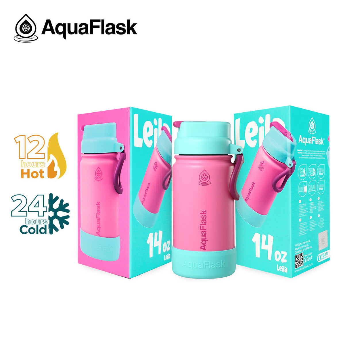 Bouteilles d'eau AquaFlask Kids FlipSip 414 ml (14 oz)