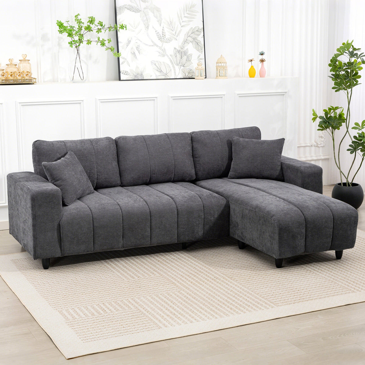 Wilshere Reversible Sectional with Changeable Chaise-Grey