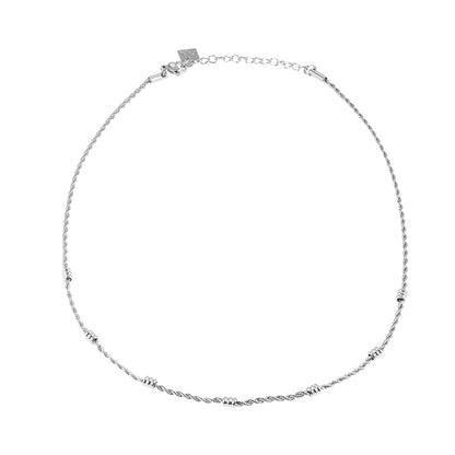 LEMOGES Silver Toned White Gold: Beaded Rope Chain Necklace