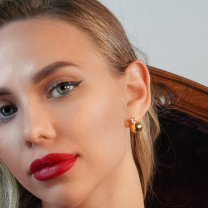 LETTRA : Boucles d'oreilles clous perles-billes et zircon cubique
