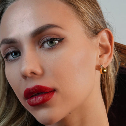 LETTRA : Boucles d'oreilles clous perles-billes et zircon cubique