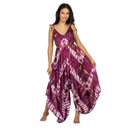 Purple 'Hippie' Style Tie Dye Romper