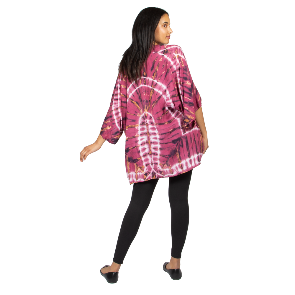 Purple 'Hippie' Tie Dye Short Kimono