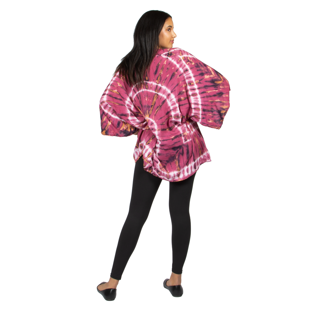 Purple 'Hippie' Tie Dye Short Kimono