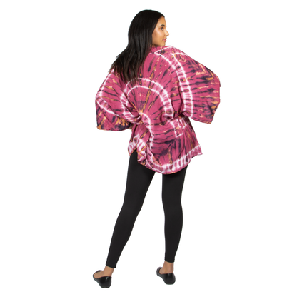 Purple 'Hippie' Tie Dye Short Kimono
