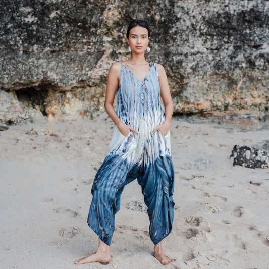 Barboteuse Tie-Dye Ombre Lapis - Gris et Crème