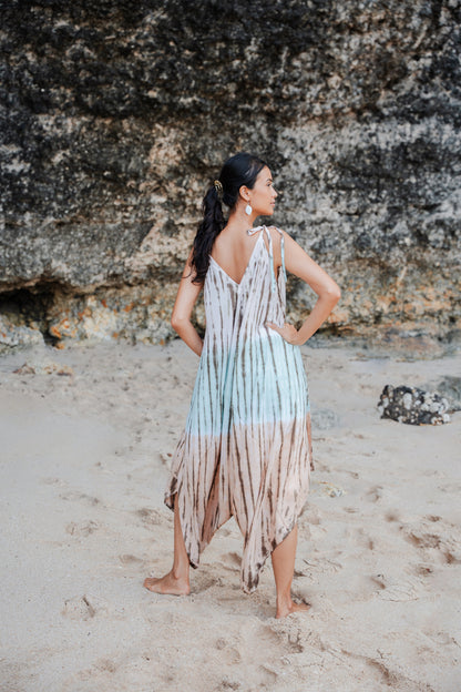 Tie Dye Lapis Ombre Romper - Mint & Brown