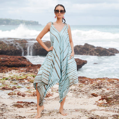 Barboteuse simple tie-dye avec os – Menthe
