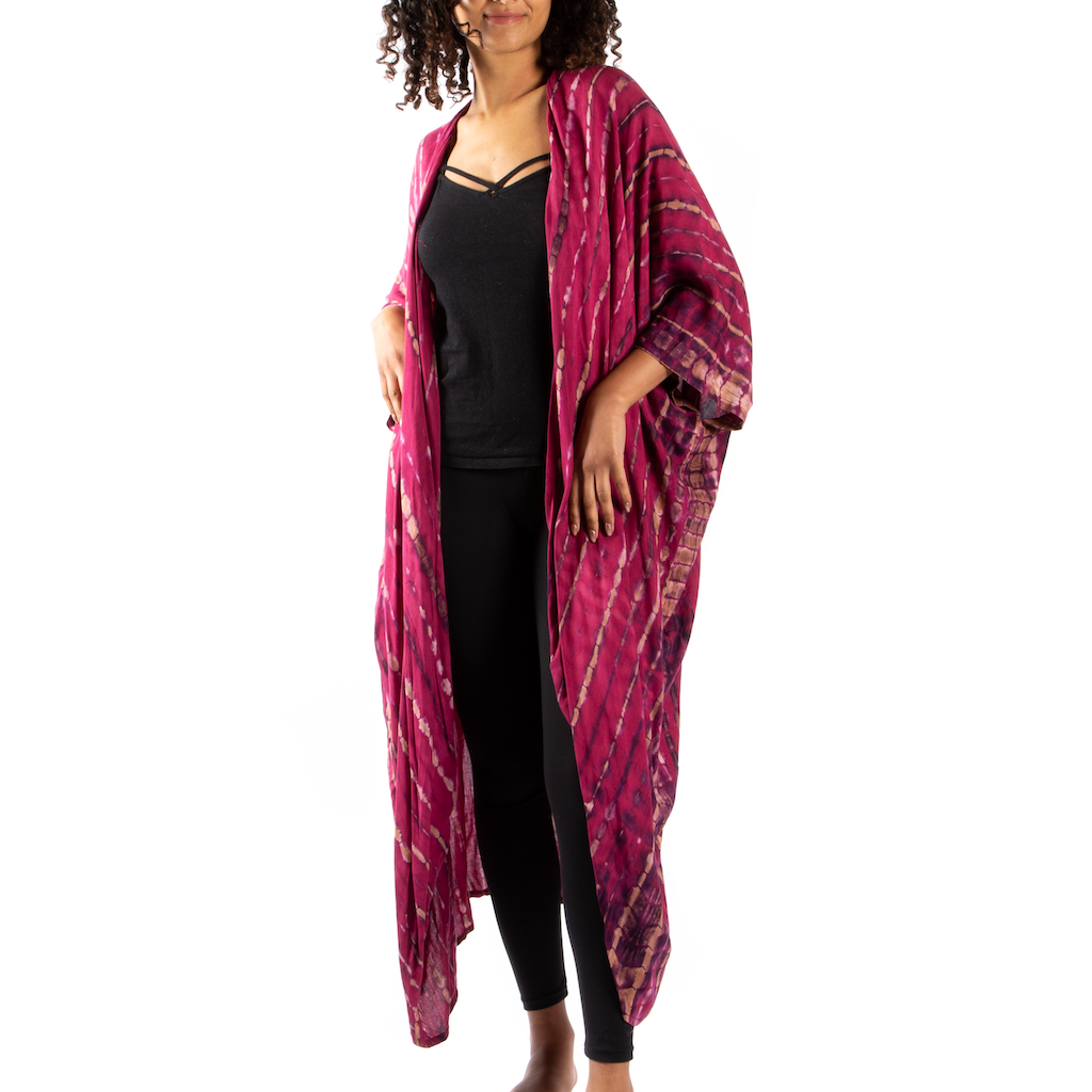 Tie-Dye Bone Motif Long Kimono