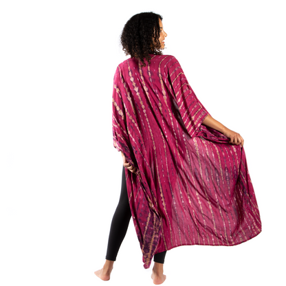 Tie-Dye Bone Motif Long Kimono