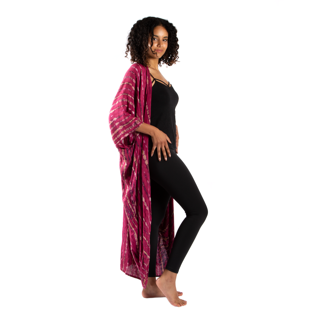 Tie-Dye Bone Motif Long Kimono