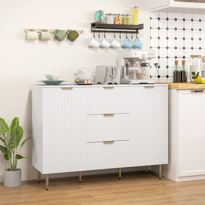 Buffet de cuisine moderne/Meuble de couloir Ellis avec 3 tiroirs - Blanc