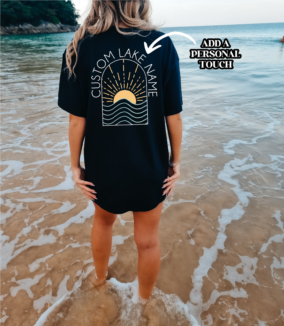 T-shirt personnalisé Coucher de soleil sur le lac | Vêtement d'été