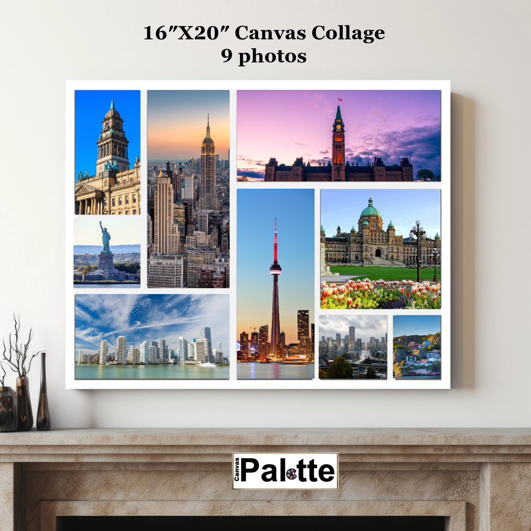 Toile Photo Collage 16"X20" 9 Blocs Paysage
