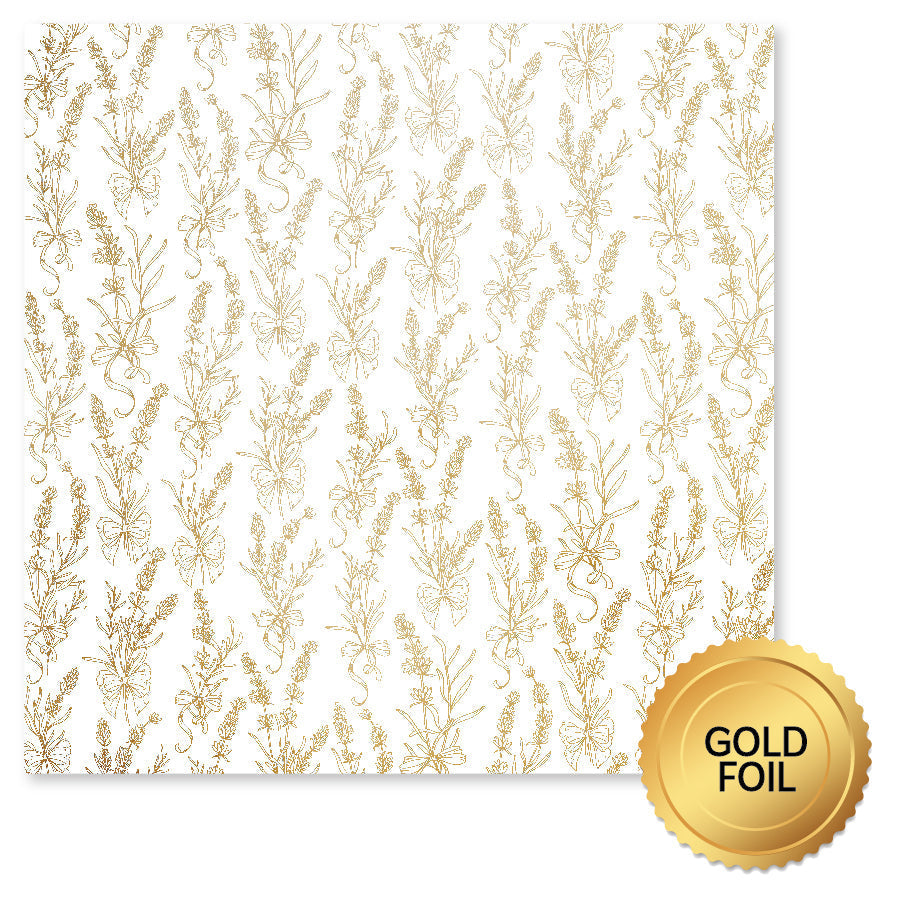 Papier Lavande et Roses, feuille d'or, 30x30 cm (Lot de 6) 32226