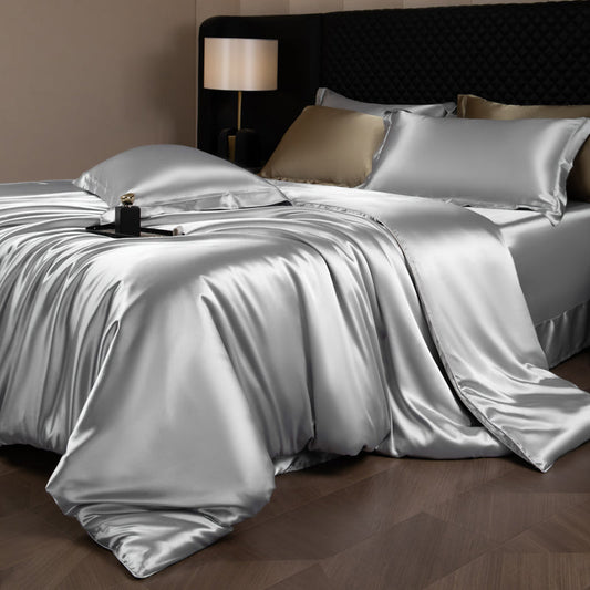 Parure de lit élégante Lustre Luxe – Gris clair argenté