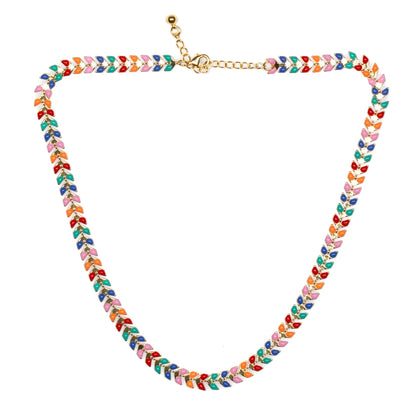 Multicolour Enamel Leaf Necklace