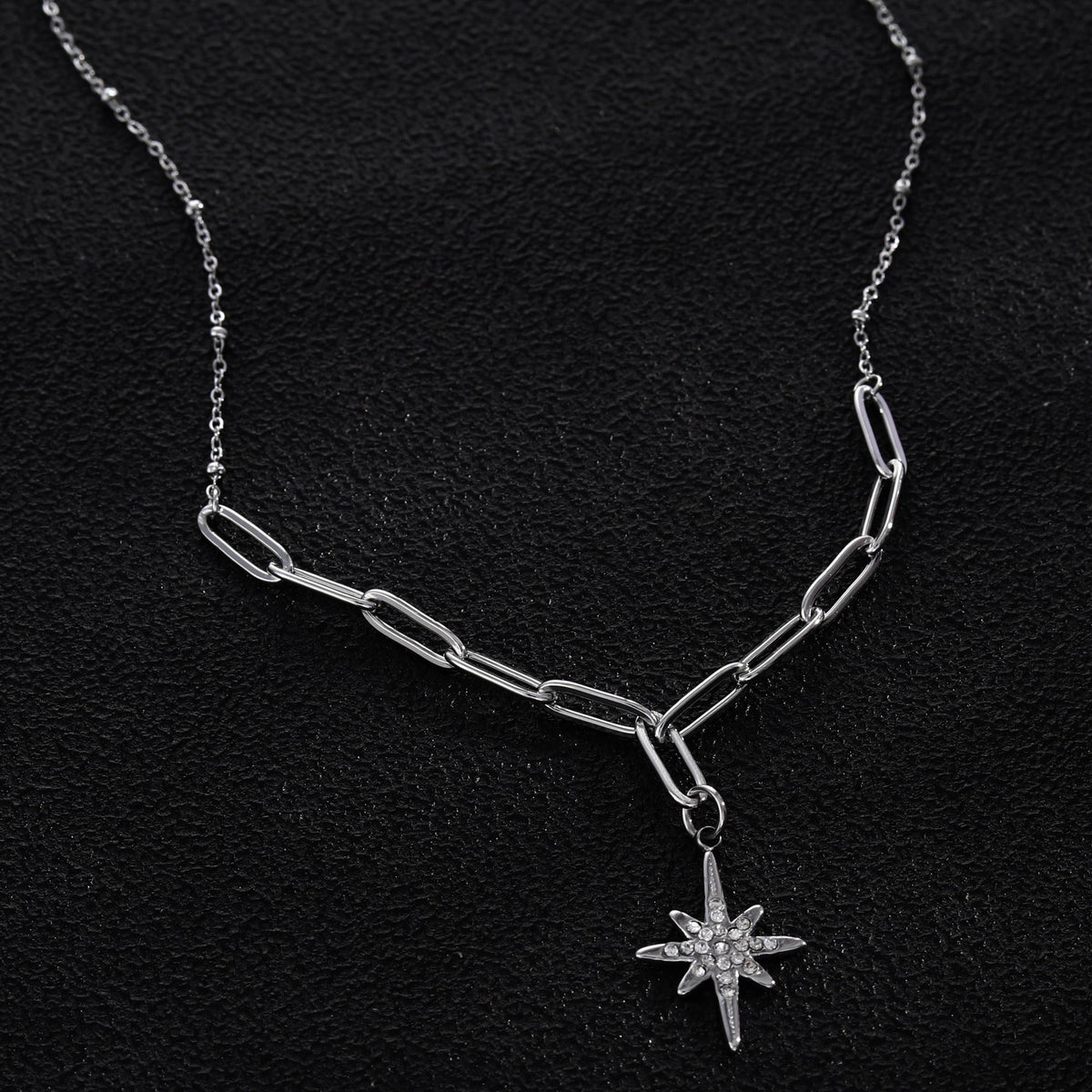 MALVINA Mix Silver Chain with Zirconia Studded Star Pendant