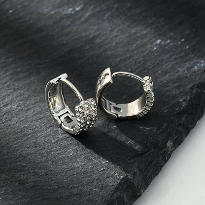 MARIETTA Or Blanc (Ton Argenté) : Mini créoles avec panneau pavé de zircons
