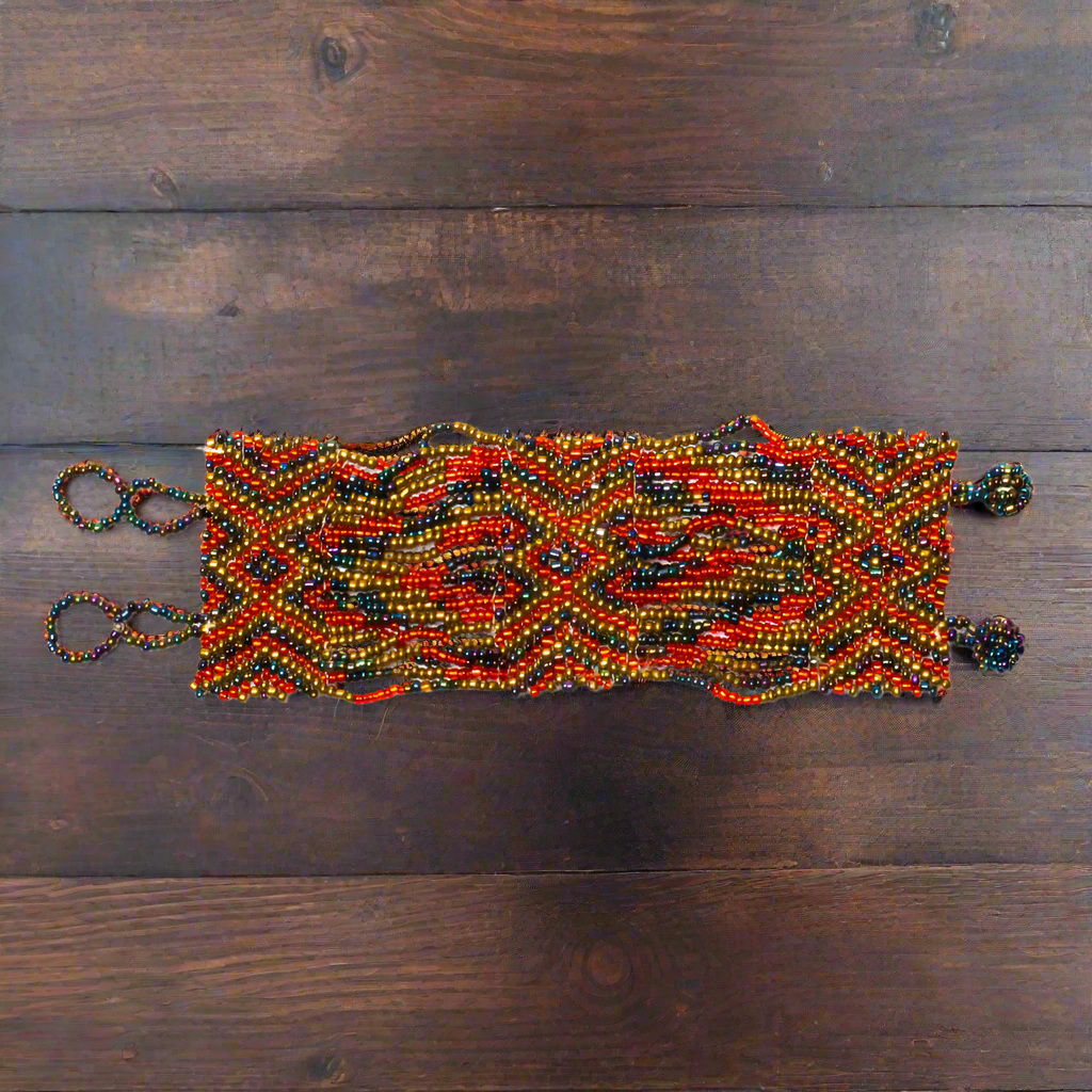 Beaded Aztec Wide Bracelet