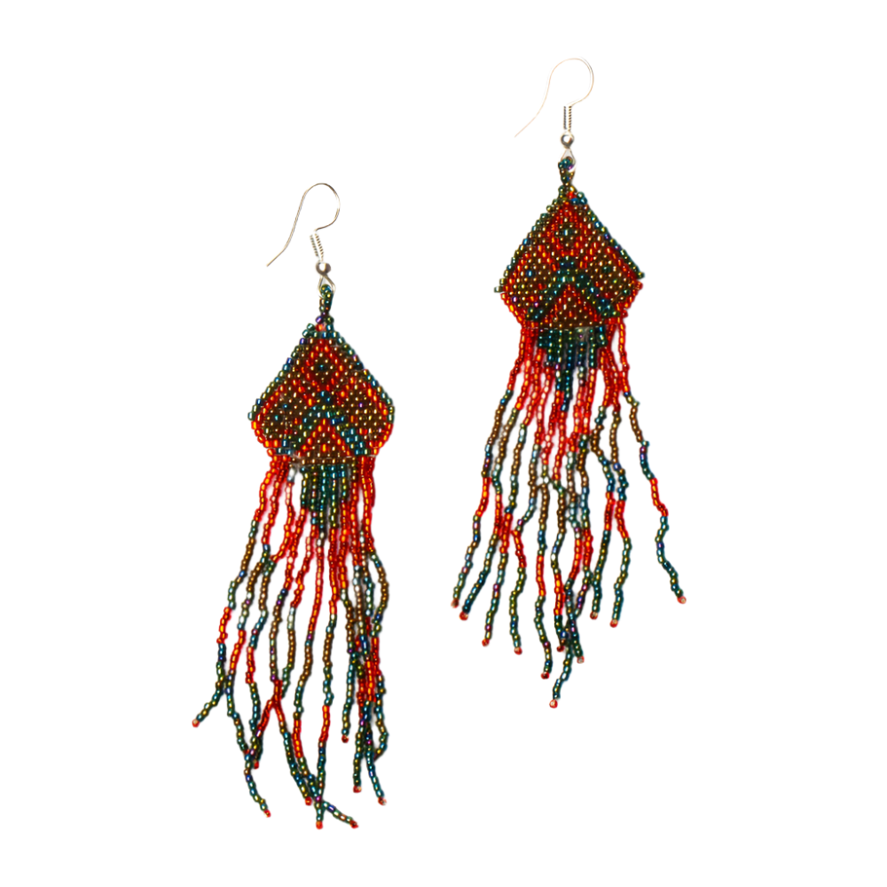 Boucle d'oreille perlée de style aztèque