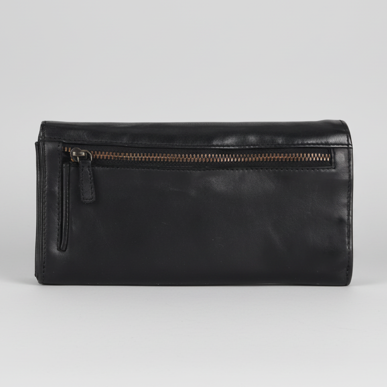 Portefeuille en cuir carré à patte MET pour femme