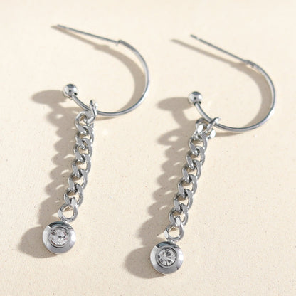 MIYA: Zirconia Link Chain Drop Earrings
