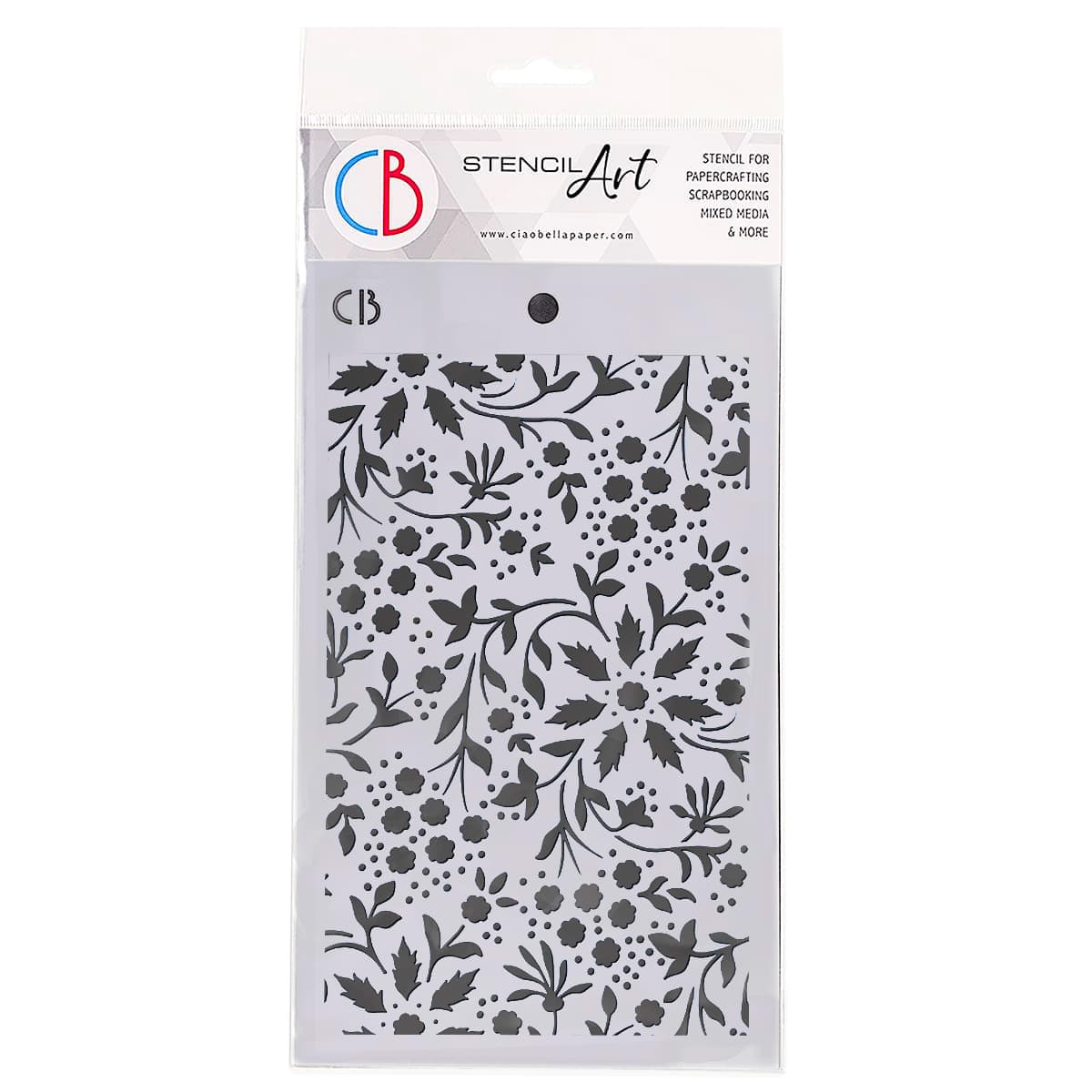 Pochoir de Texture Ciao Bella 12,7x20,3 cm Fleurs d'Hiver