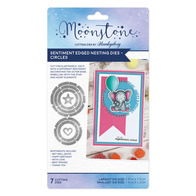 Moonstone Dies - Matrices de découpe emboîtables à bords fantaisie - Cercles