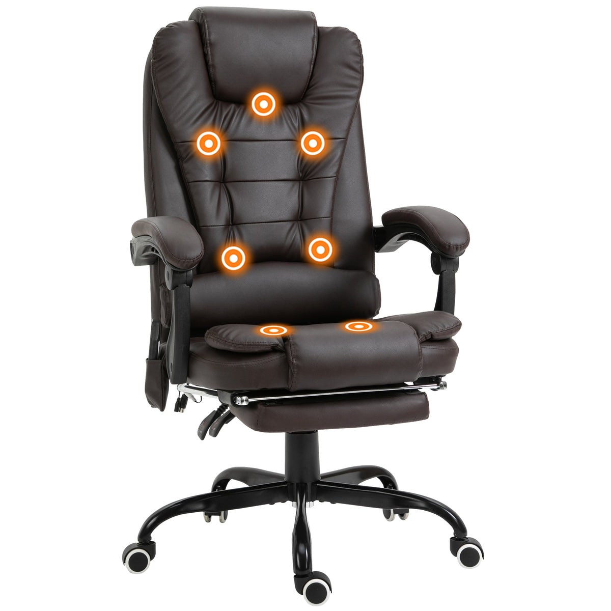Chaise de bureau exécutive Declan avec massage à 7 points et fonctions d'inclinaison - Marron