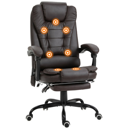 Chaise de bureau exécutive Declan avec massage à 7 points et fonctions d'inclinaison - Marron