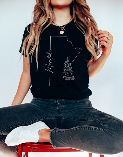 T-shirt unisexe Manitoba Line Art | Vêtements Manitoba