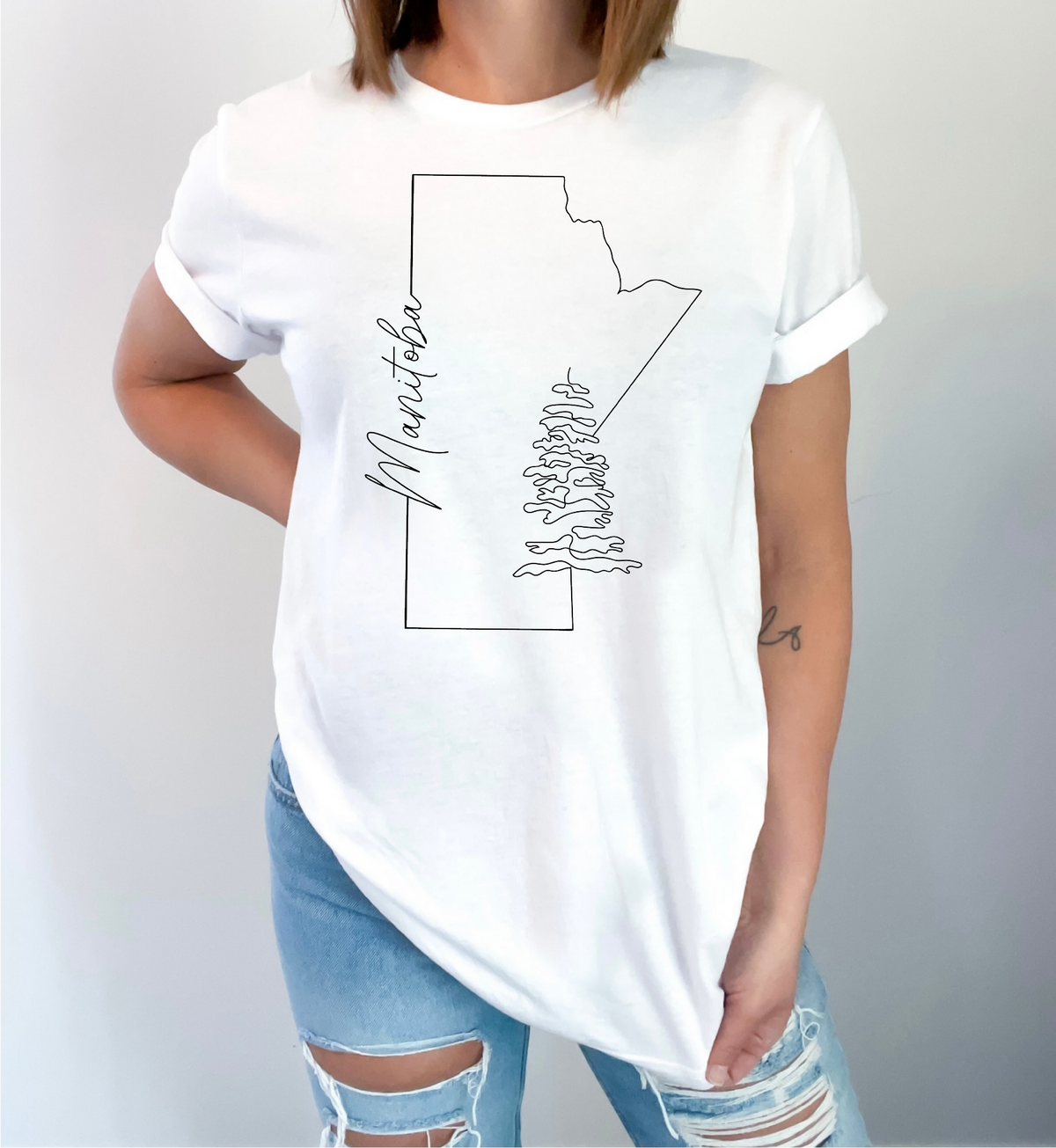 T-shirt unisexe Manitoba Line Art | Vêtements Manitoba