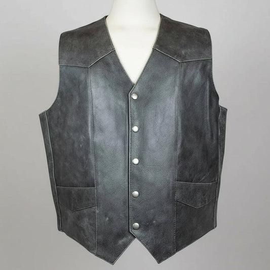 Men's Western Patch Leather Vest | Open Road