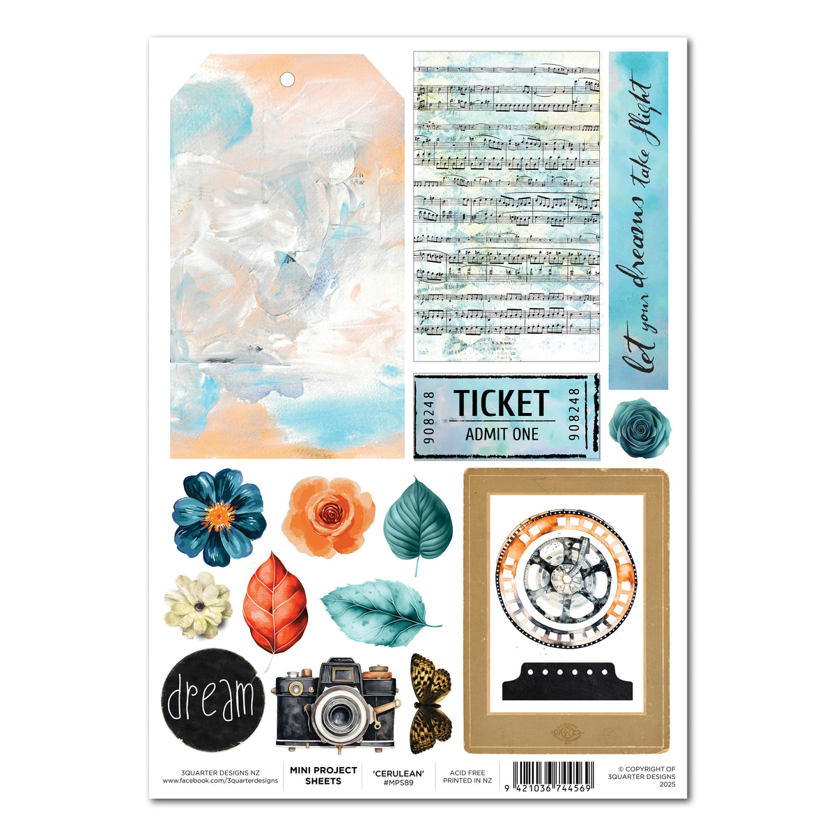 3Quarter Designs Cerulean Score - Mini Project Sheet