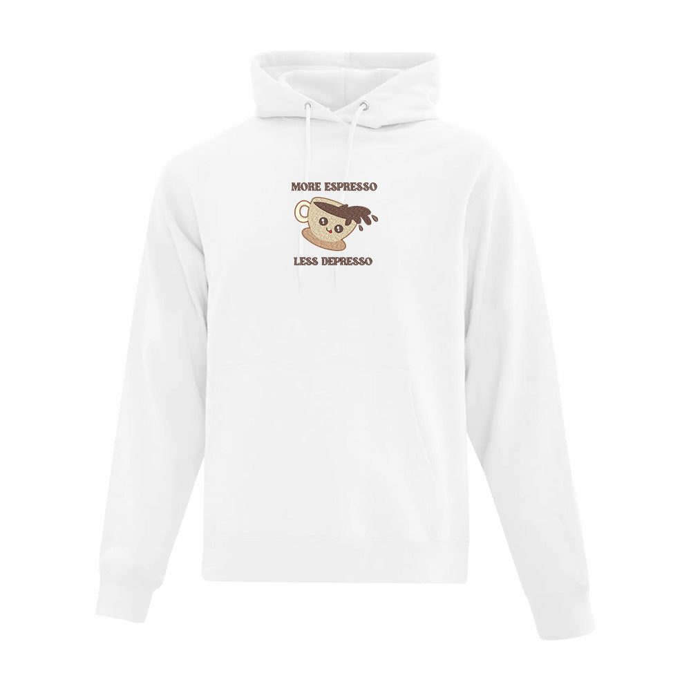 Hoodie "More Espresso Less Depresso" brodé