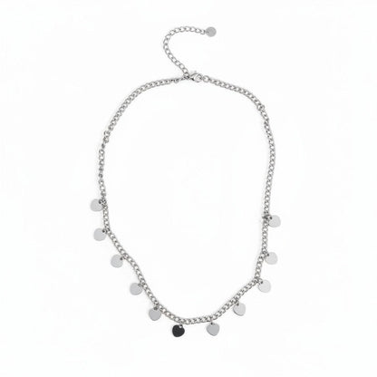 Multi Heart Charm Necklace - Grey Stainless Steel