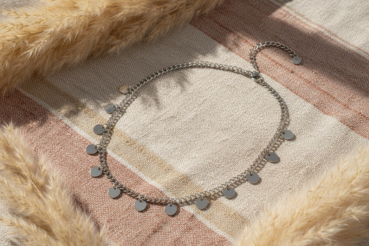 Multi Heart Charm Necklace - Grey Stainless Steel