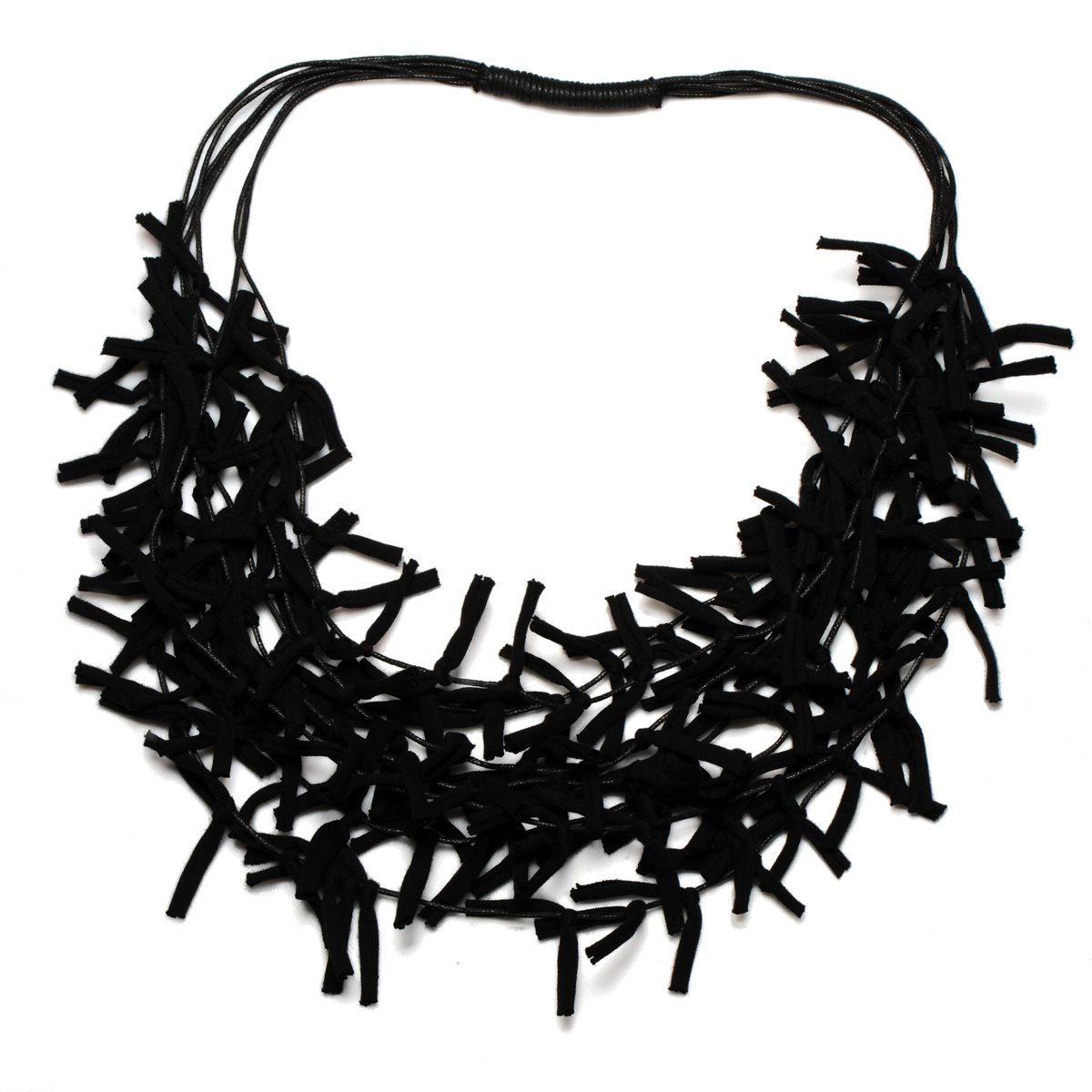 Multi Strand Knotted Fabric Necklace