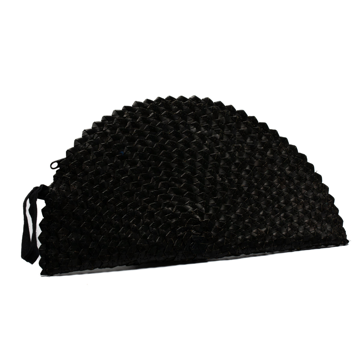 Pandan Leaf Half Moon Clutch Purse - Black