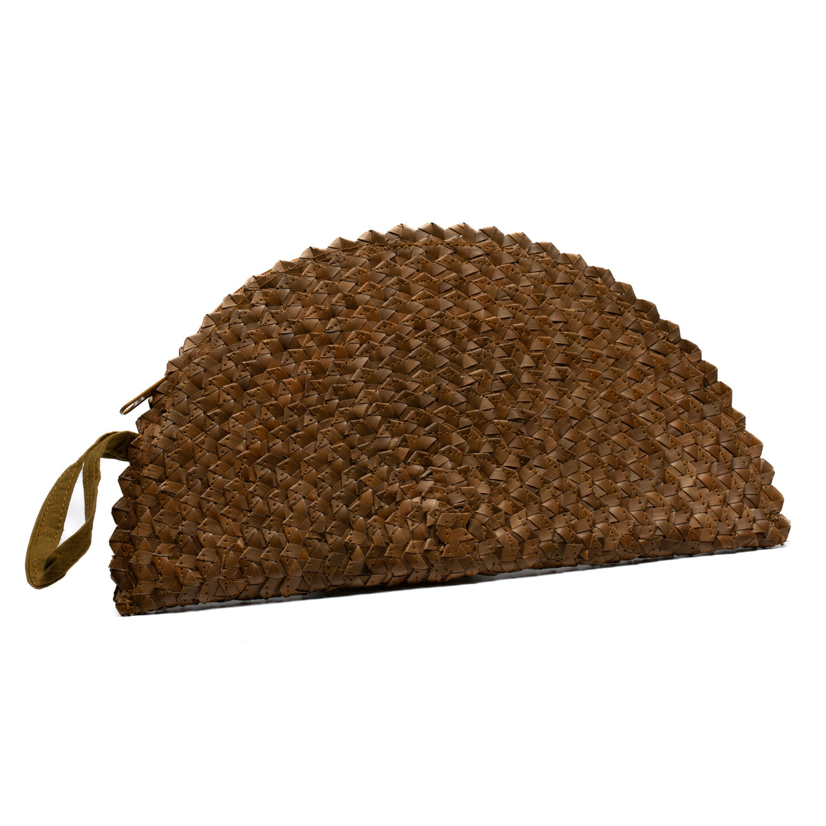 Pandan Leaf Half Moon Clutch Purse - Brown