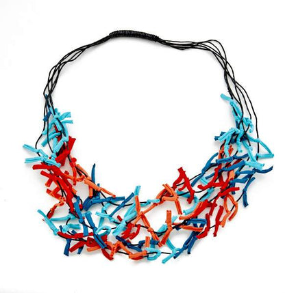 Multi Colour Fabric Tie Necklace