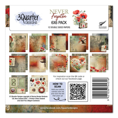 Lot de papiers 6x6 Never Forgotten de 3Quarter Designs