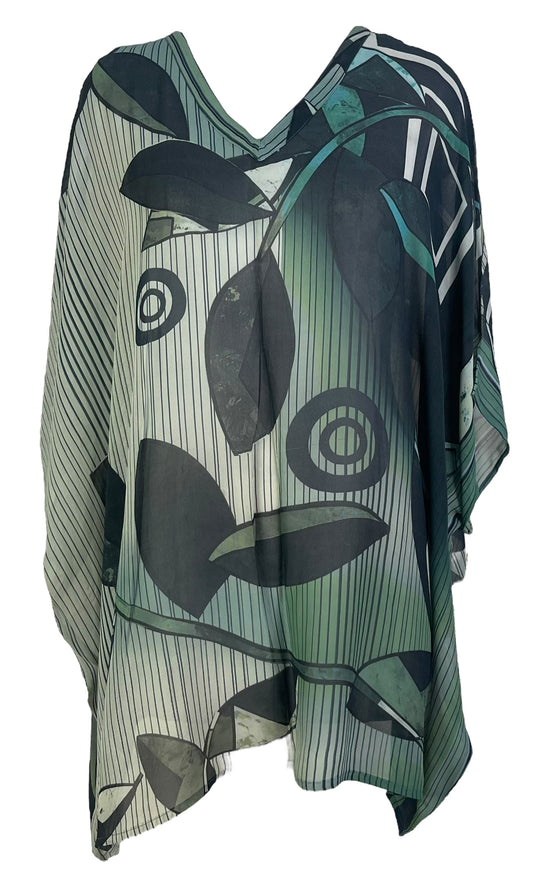 PRG7132 Sheer Avatar Pure Silk Short Kaftan Tunic without Slits